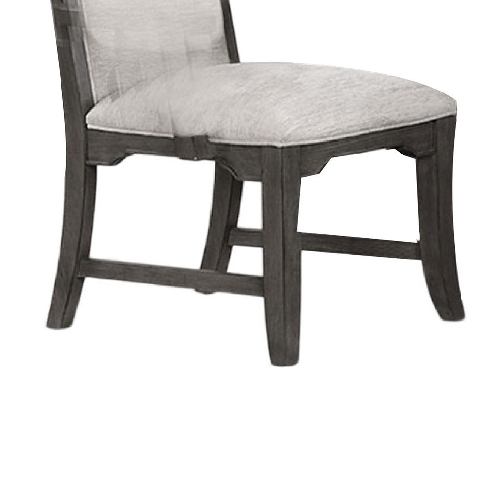 Benjara Leslee Dining Side Chair Set of 2, Gray Polyester, Sculpted Tall Back