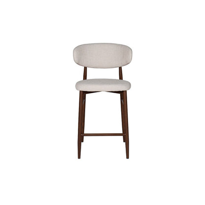 Benjara Riom Counter Height Chair Set of 2, Beige Low Curved Back, Walnut Brown