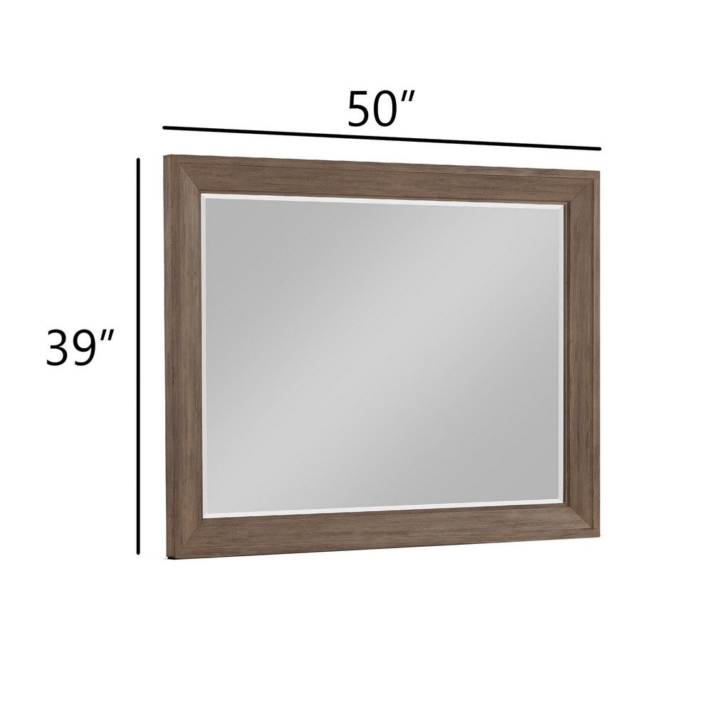 Benjara Henry Dresser Mirror, Vintage Mocha Brown, Picture Frame Molding, 39x50
