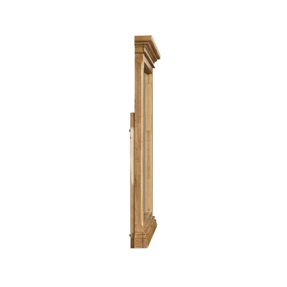 Benjara Seny Dresser Mirror, Crown Molding, Honey Brown Rubberwood, 33x48
