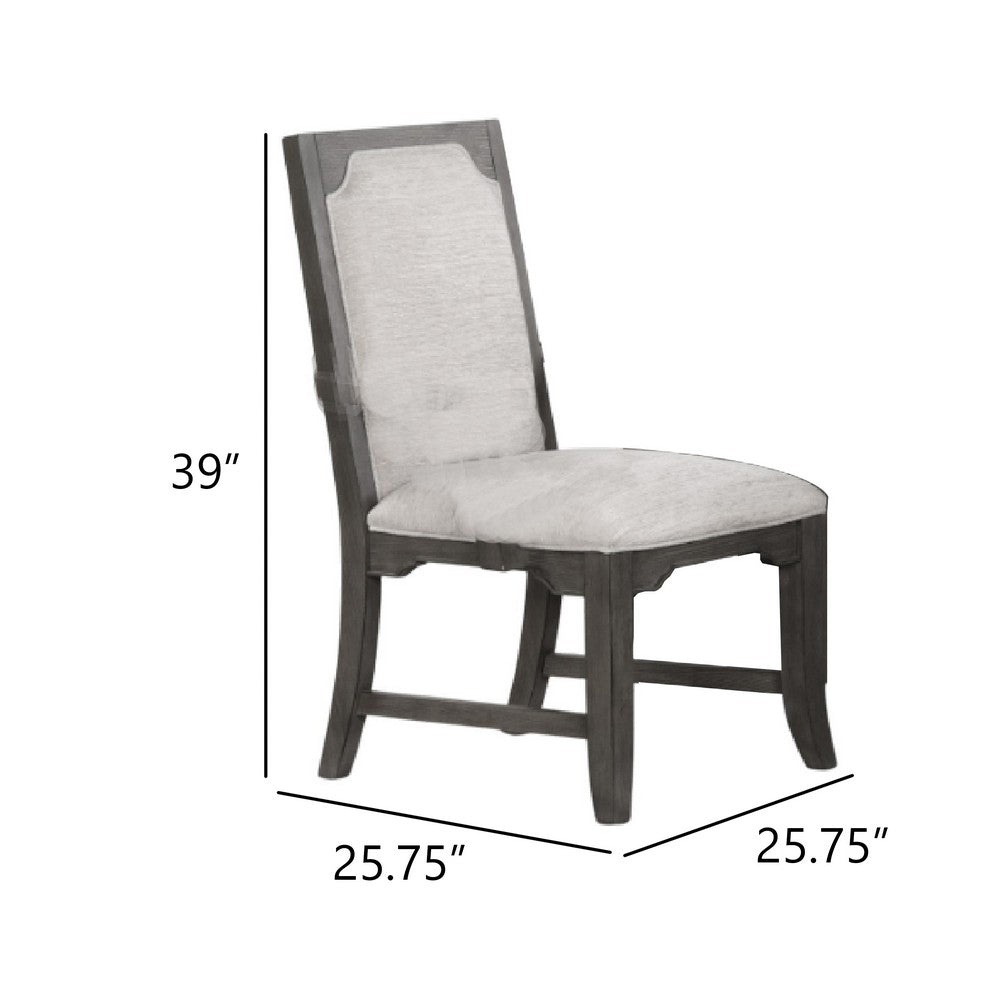 Benjara Leslee Dining Armchair Set of 2, Gray Polyester, Sculpted Tall Back