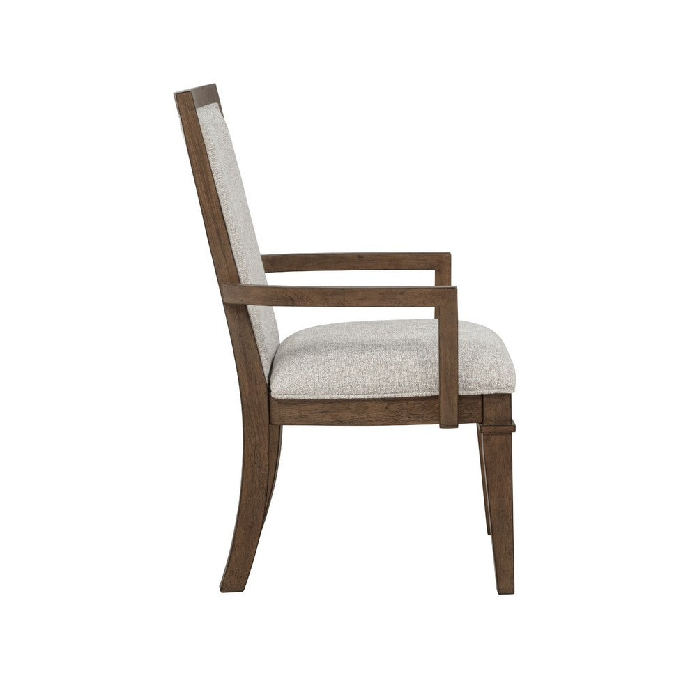 Benjara Henry Dining Chair Set of 2, Beige Polyester, Vintage Mocha Brown