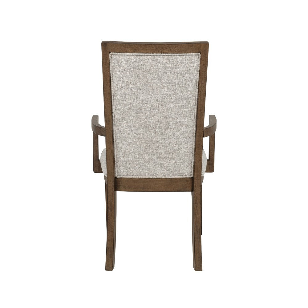 Benjara Henry Dining Chair Set of 2, Beige Polyester, Vintage Mocha Brown