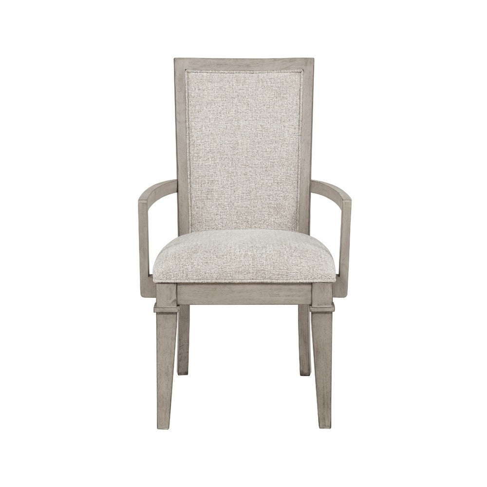 Benjara Henry Dining Chair Set of 2, Beige Polyester, Vintage Light Cream