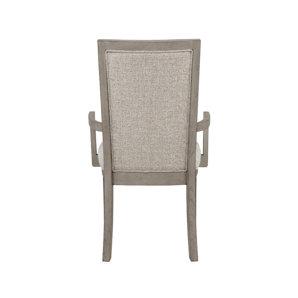 Benjara Henry Dining Chair Set of 2, Beige Polyester, Vintage Light Cream
