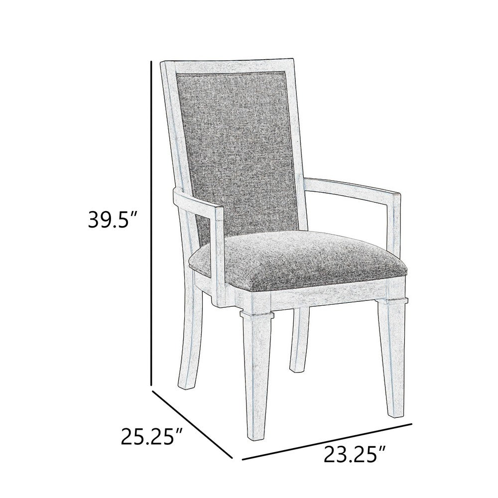 Benjara Henry Dining Chair Set of 2, Beige Polyester, Vintage Light Cream
