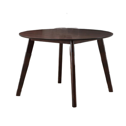 Benjara Tery Dining Table, 47 Inch Round Top, Angled Legs, Cherry Brown Wood