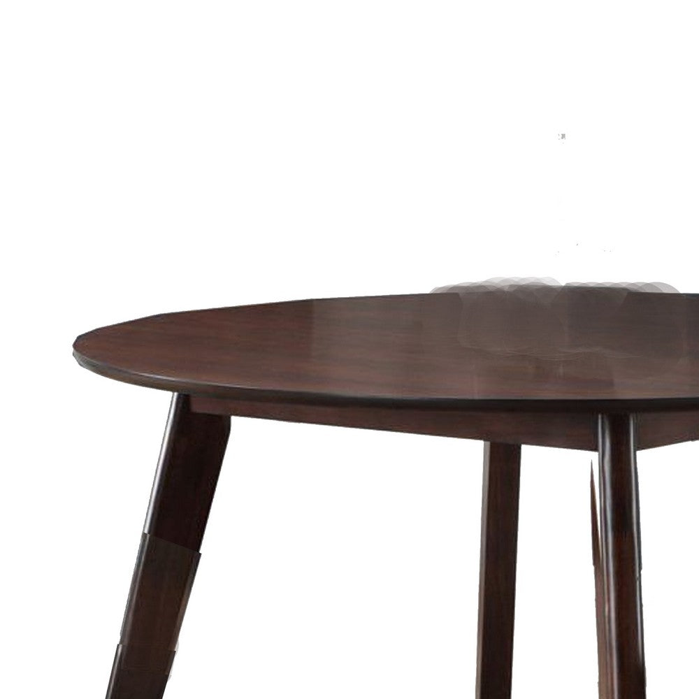 Benjara Tery Dining Table, 47 Inch Round Top, Angled Legs, Cherry Brown Wood