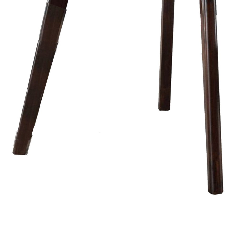 Benjara Tery Dining Table, 47 Inch Round Top, Angled Legs, Cherry Brown Wood
