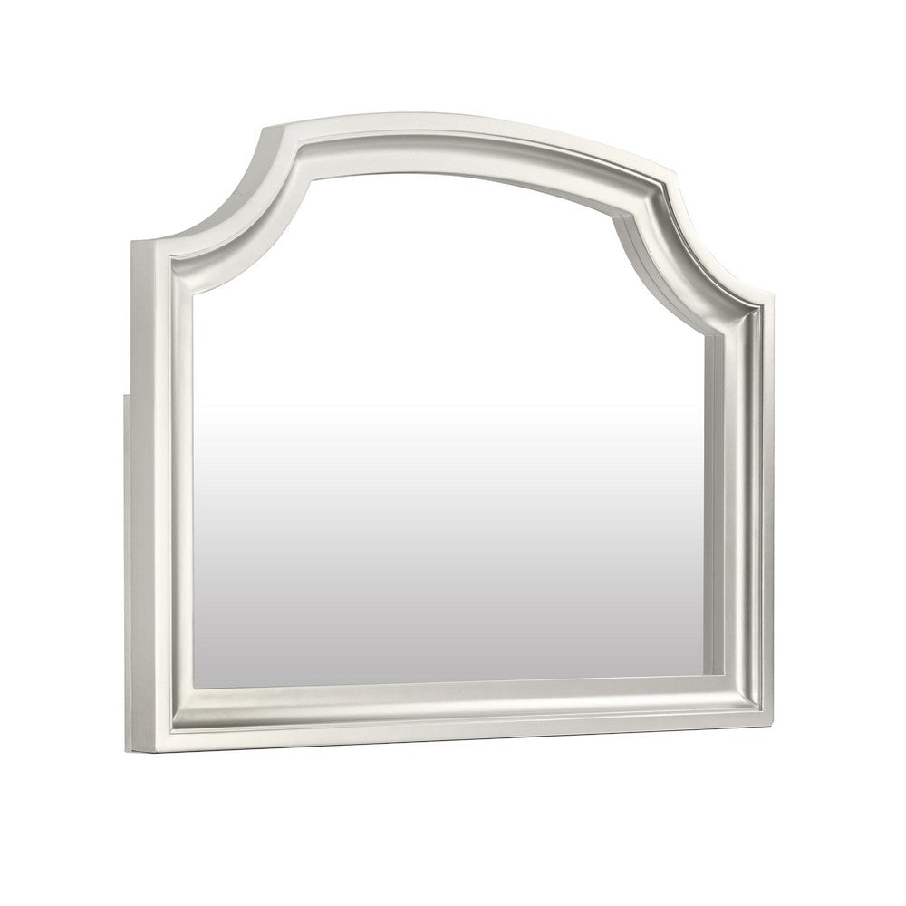 Benjara Felix Dresser Mirror, 30 Inch, Low Distortion Glass, Matte Silver Pine