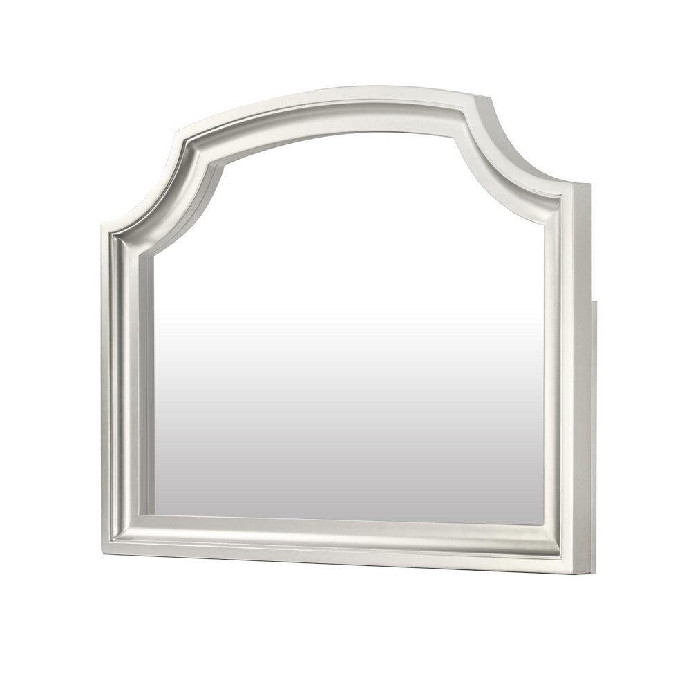 Benjara Felix Dresser Mirror, 30 Inch, Low Distortion Glass, Matte Silver Pine