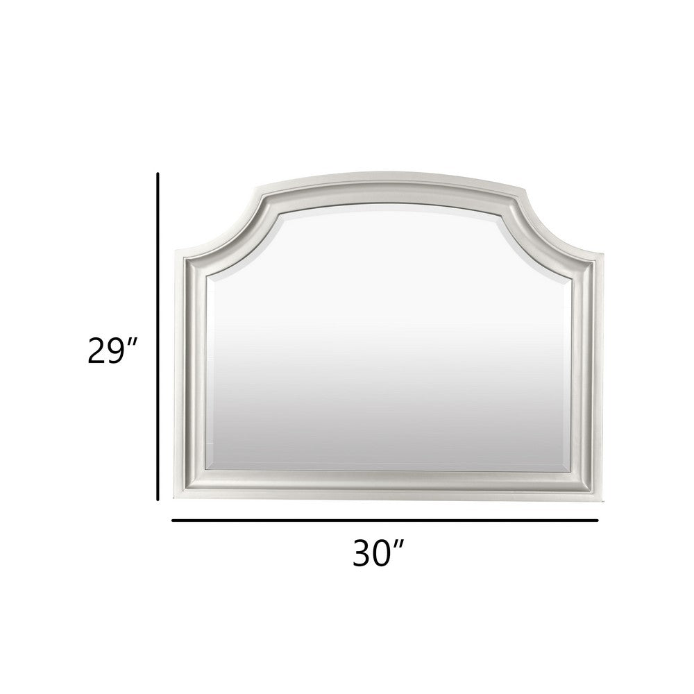Benjara Felix Dresser Mirror, 30 Inch, Low Distortion Glass, Matte Silver Pine