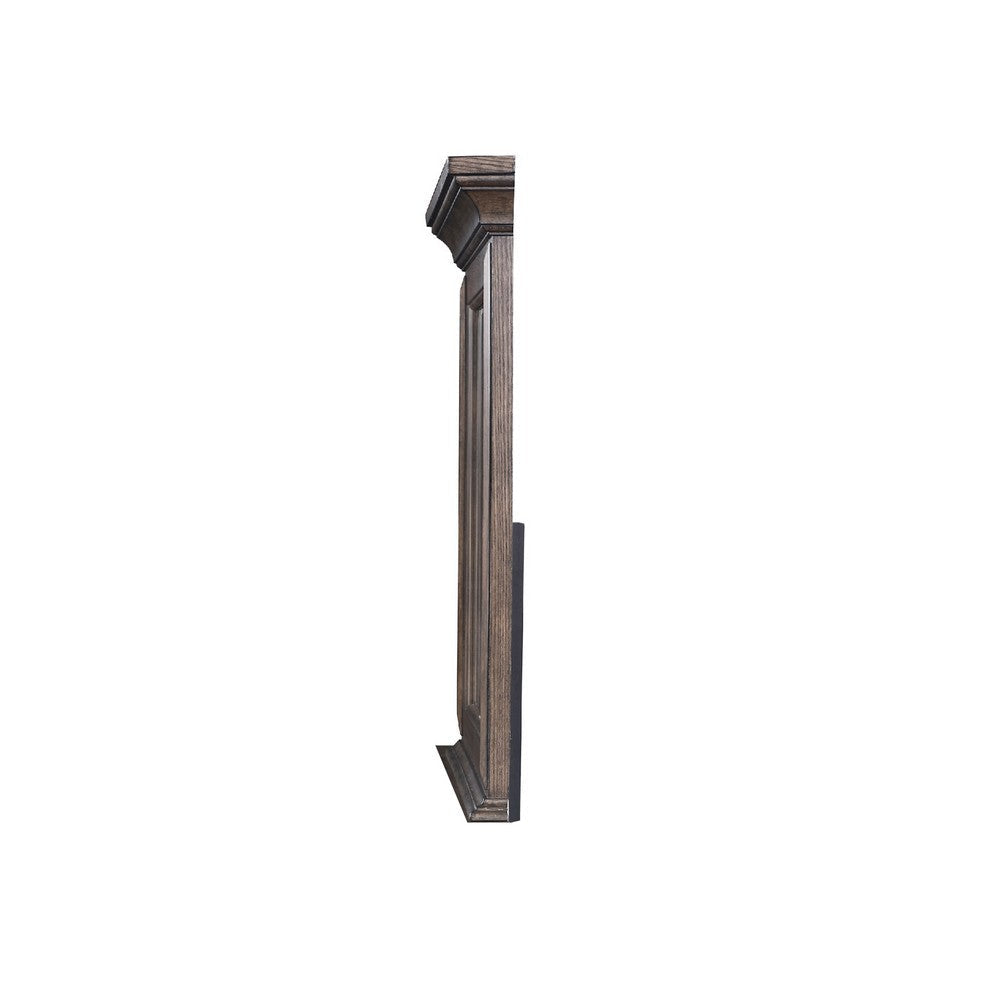 Benjara Vesy Dresser Mirror, 48 Inch, Low Distortion Glass, Walnut Brown Wood