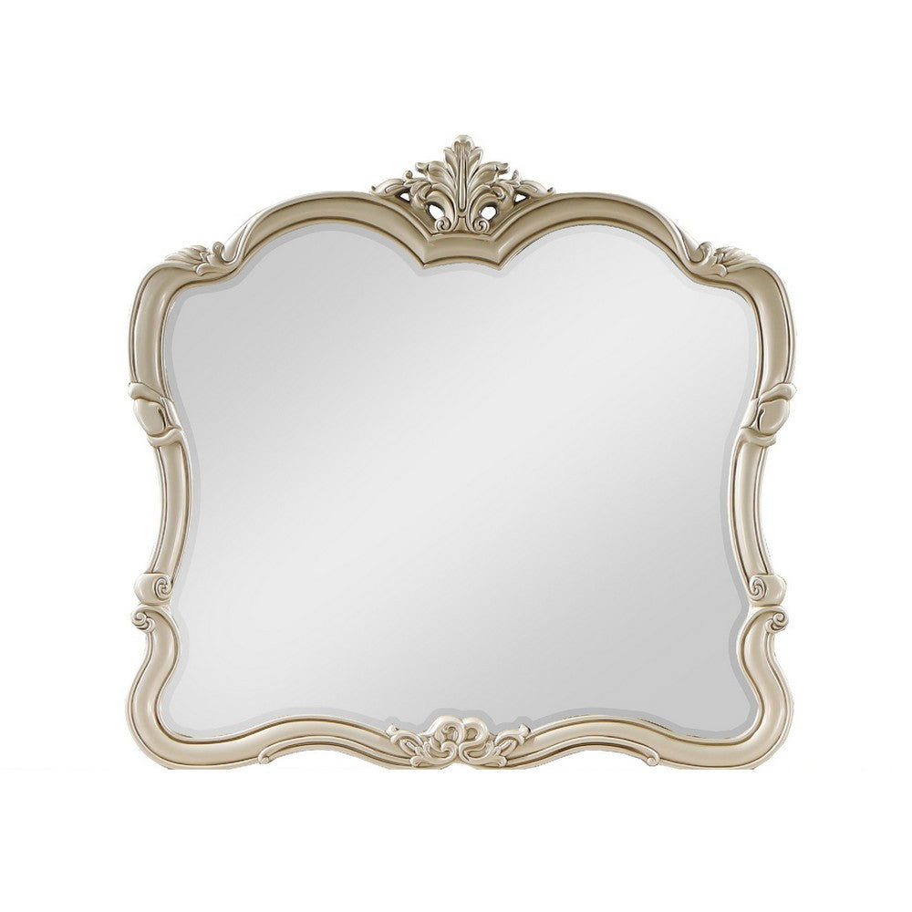 Benjara Kerra Dresser Mirror, 47 Inch, Low Distortion Glass, Champagne Silver