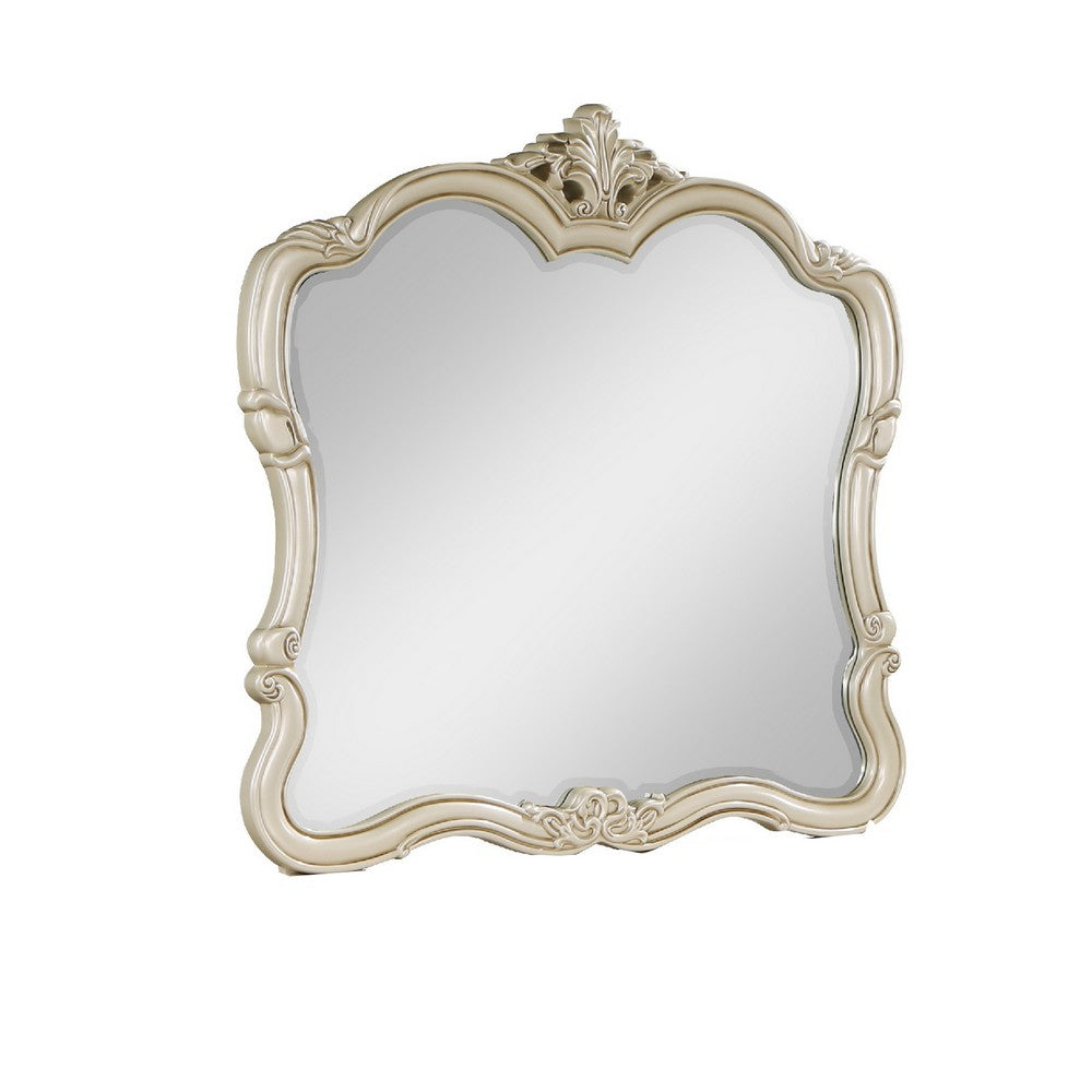 Benjara Kerra Dresser Mirror, 47 Inch, Low Distortion Glass, Champagne Silver