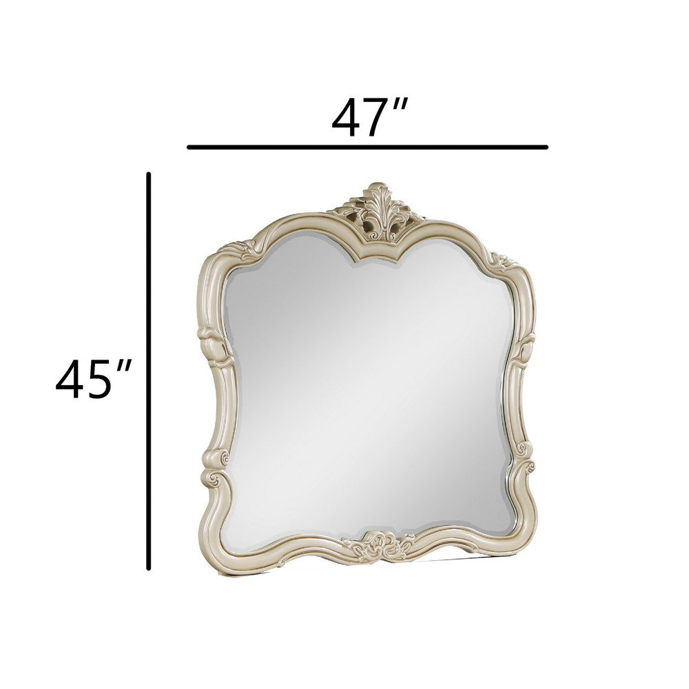 Benjara Kerra Dresser Mirror, 47 Inch, Low Distortion Glass, Champagne Silver