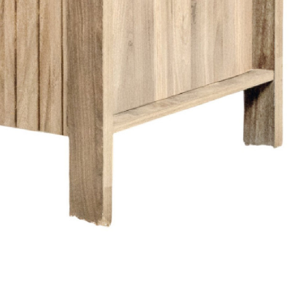 Benjara Hay Coffee Table, 47 Inch Rectangular Top, 2 Reeded Drawers, Beige