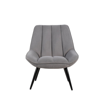 Benjara Rea Accent Chair, Tufted Back w Wrap Around Arms, Gray Velvet