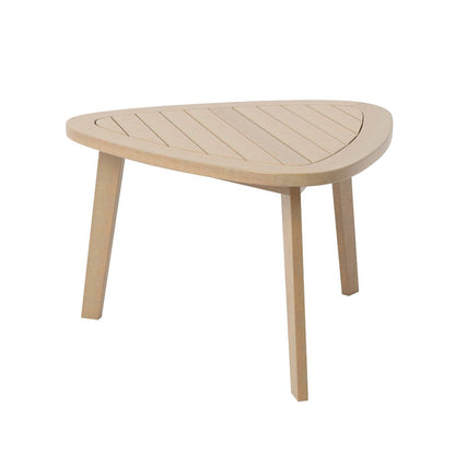 Benjara Outdoor Side End Table, 28 Inch Slatted Triangle Top, Natural Brown