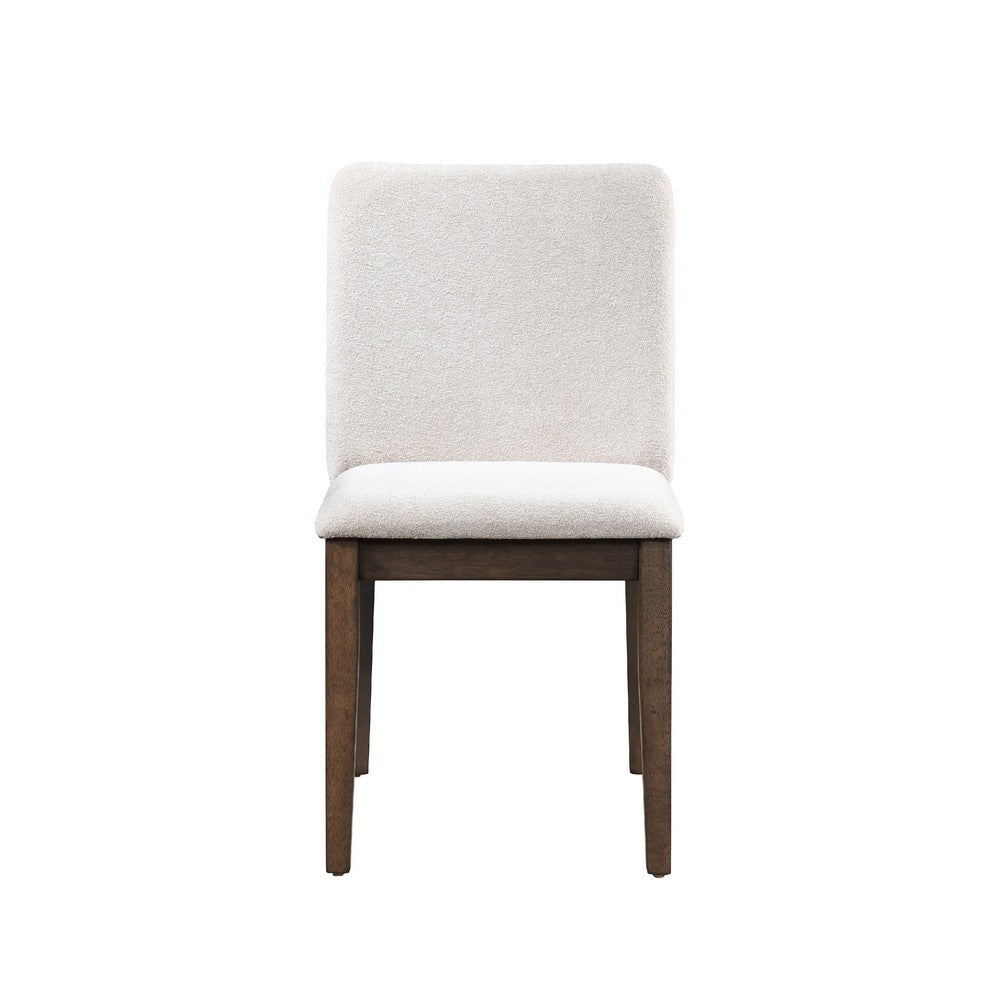 Benjara Ony Dining Side Chair Set of 2, Cream Seat & Back Cushion, Brown