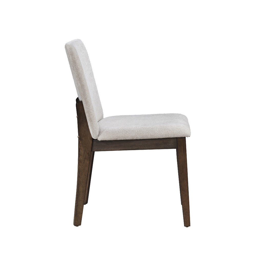 Benjara Ony Dining Side Chair Set of 2, Cream Seat & Back Cushion, Brown