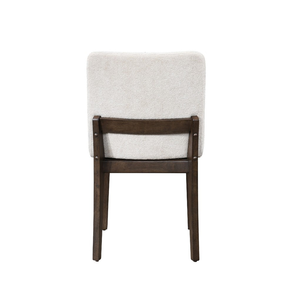 Benjara Ony Dining Side Chair Set of 2, Cream Seat & Back Cushion, Brown