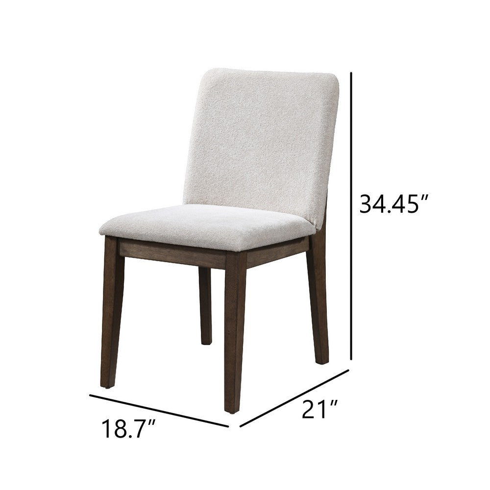 Benjara Ony Dining Side Chair Set of 2, Cream Seat & Back Cushion, Brown