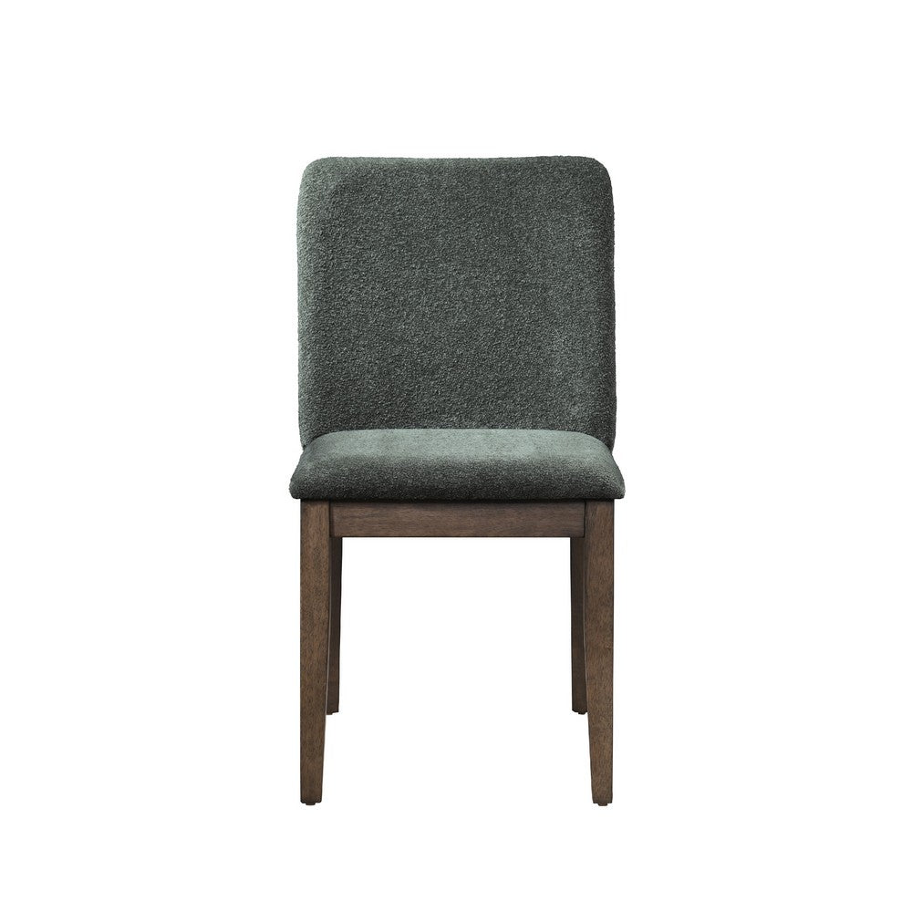 Benjara Ony Dining Side Chair Set of 2, Cream Seat & Back Cushion, Forest Green