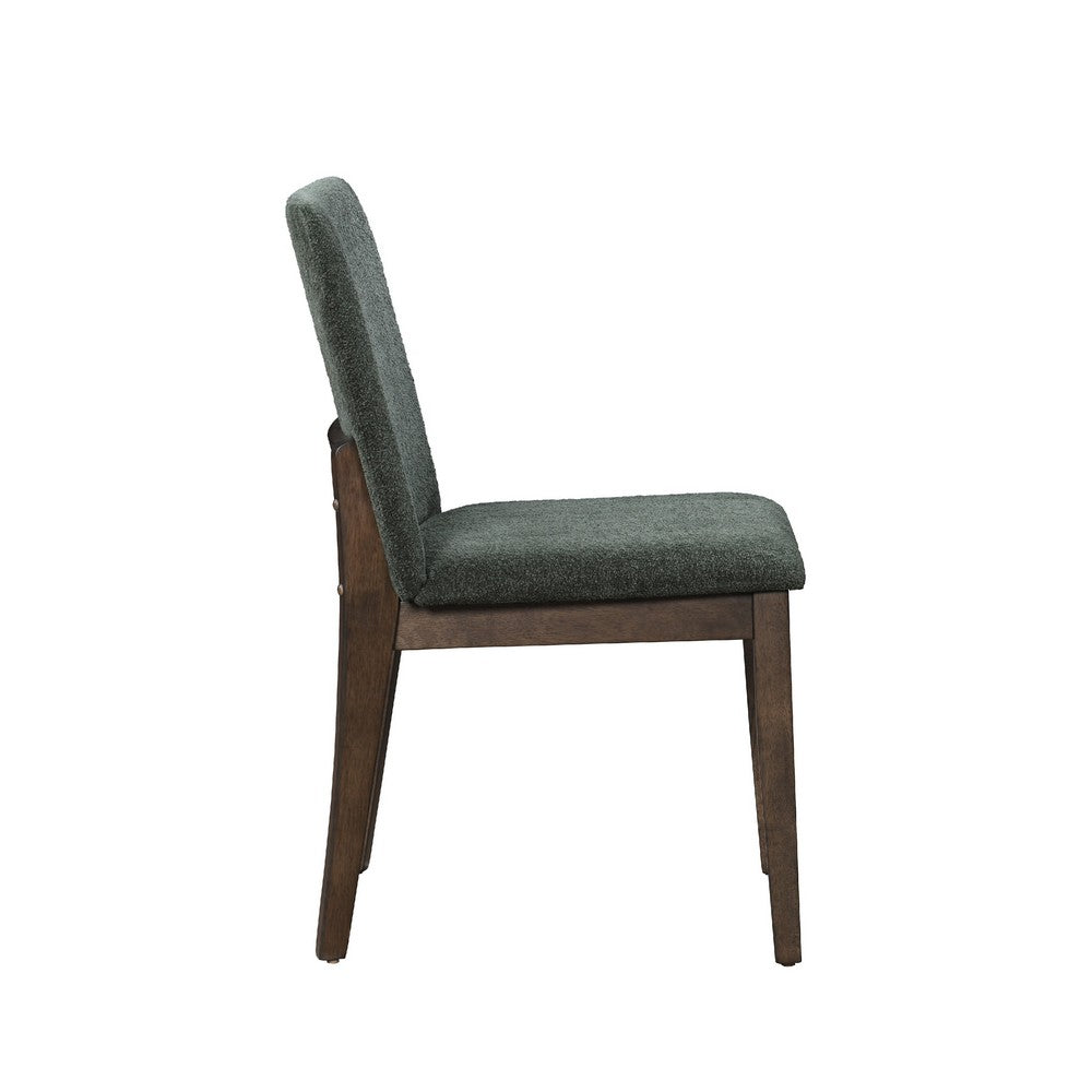Benjara Ony Dining Side Chair Set of 2, Cream Seat & Back Cushion, Forest Green