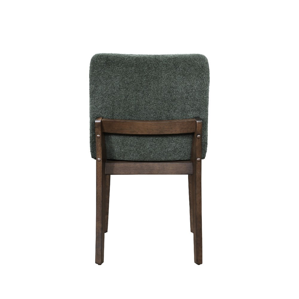 Benjara Ony Dining Side Chair Set of 2, Cream Seat & Back Cushion, Forest Green