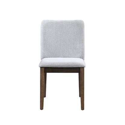 Benjara Ony Dining Side Chair Set of 2, Seat & Back Cushion, Stone Gray, Black