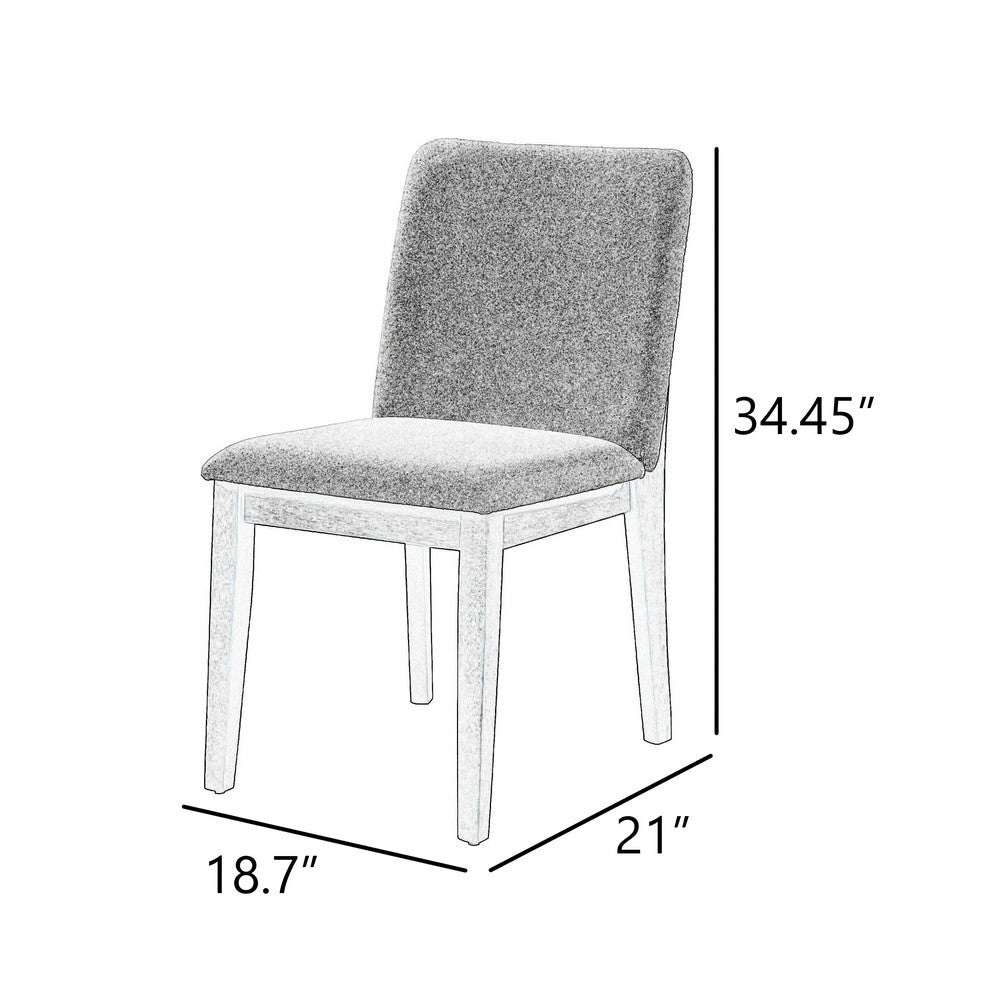 Benjara Ony Dining Side Chair Set of 2, Seat & Back Cushion, Stone Gray, Black
