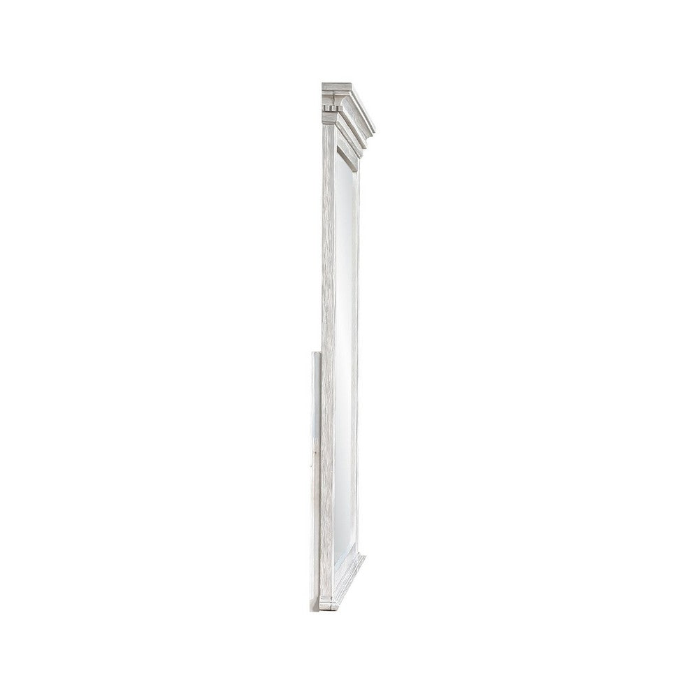 Benjara Vanity Dresser Mirror, Crown Moldings, Mist Gray, 42 Inch