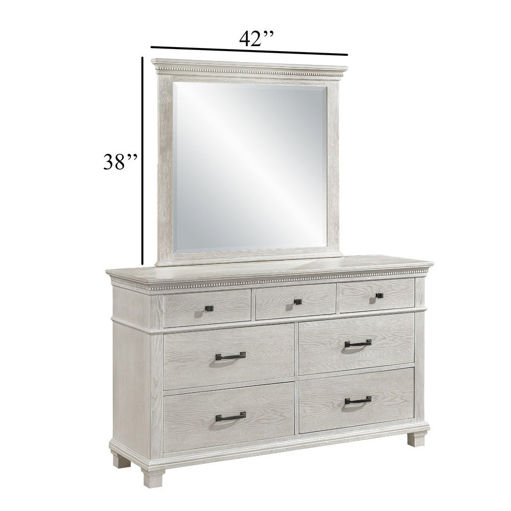 Benjara Vanity Dresser Mirror, Crown Moldings, Mist Gray, 42 Inch