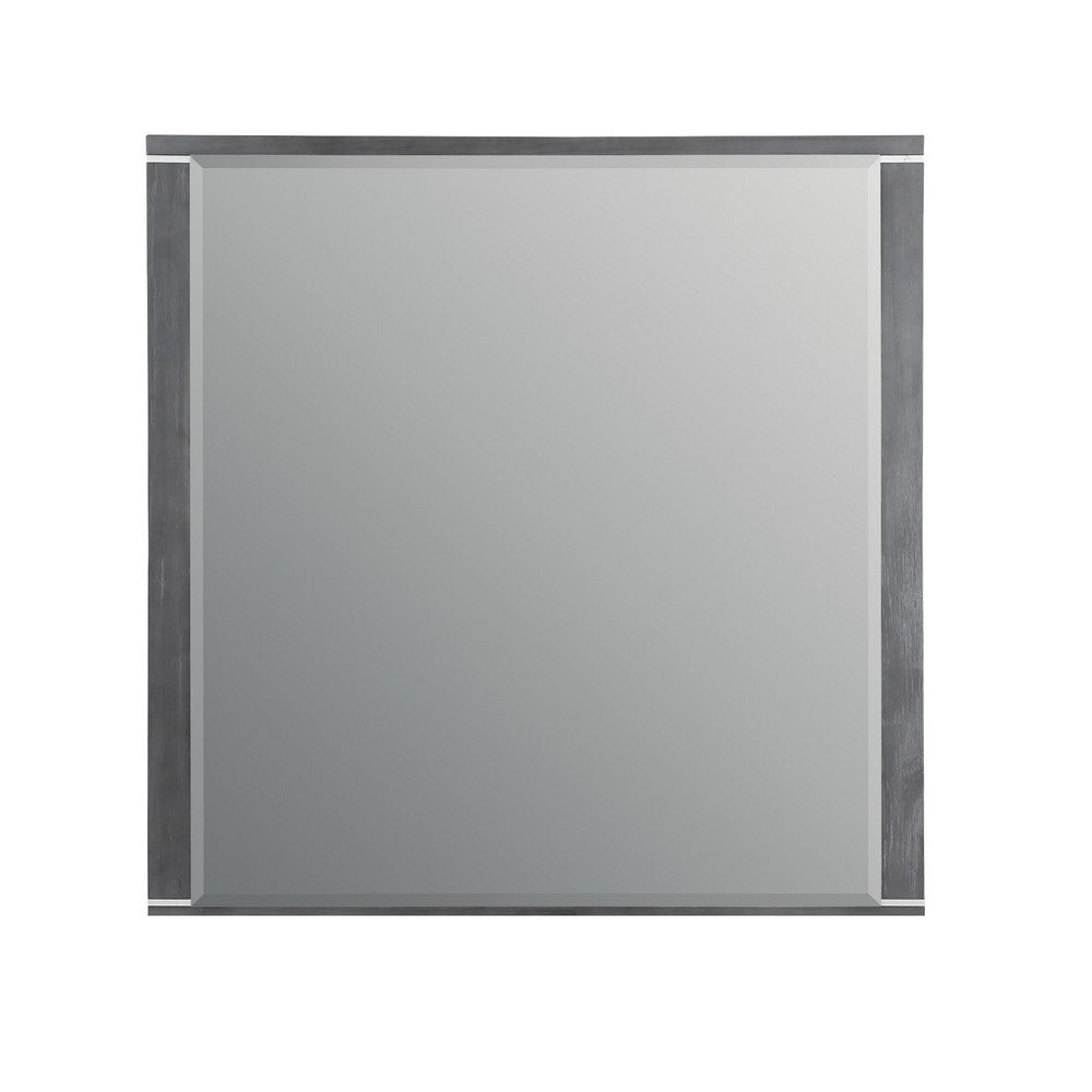 Benjara Odiy Vanity Dresser Mirror, Charcoal Gray, 42 Inch Solid Pine Wood