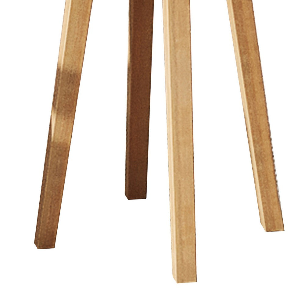 Benjara Heya Outdoor Side End Table, 20 Inch Slatted Round Top, Natural Brown