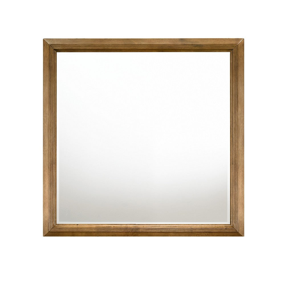 Benjara Tey Vanity Dresser Mirror, Honey Brown, Solid Rubberwood 39 Inch