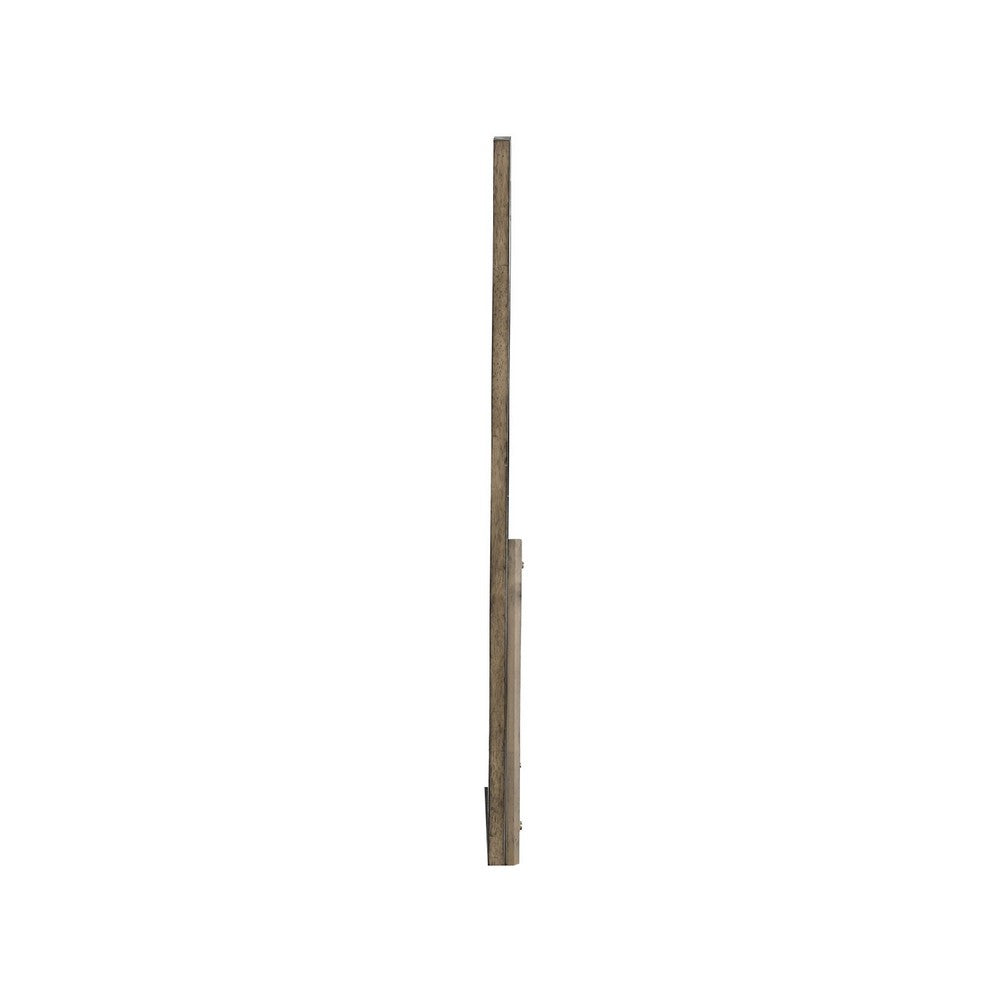 Benjara Roxy Dresser Mirror, Curved Top, Rustic Walnut Brown Solid Rubberwood