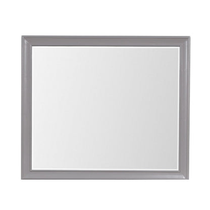Benjara Limi Dresser Mirror, Brushed Gray Solid Acacia Wood, 43 Inch