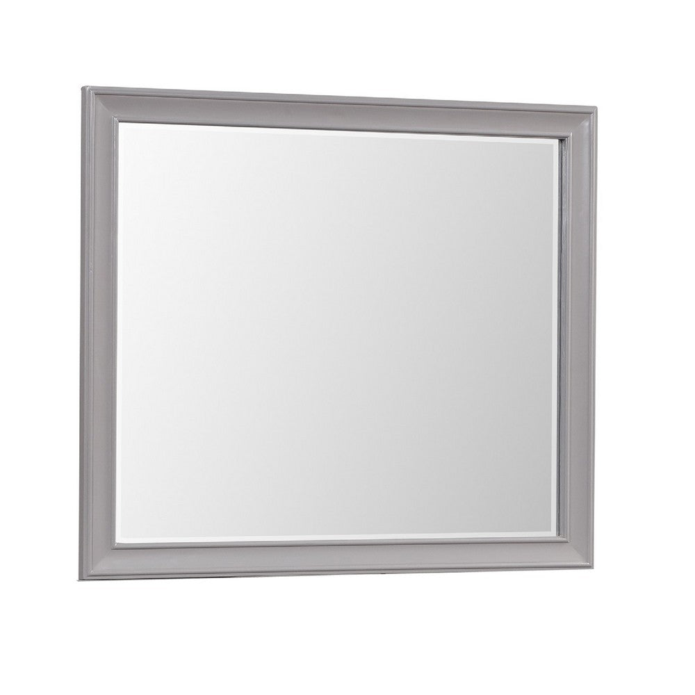 Benjara Limi Dresser Mirror, Brushed Gray Solid Acacia Wood, 43 Inch