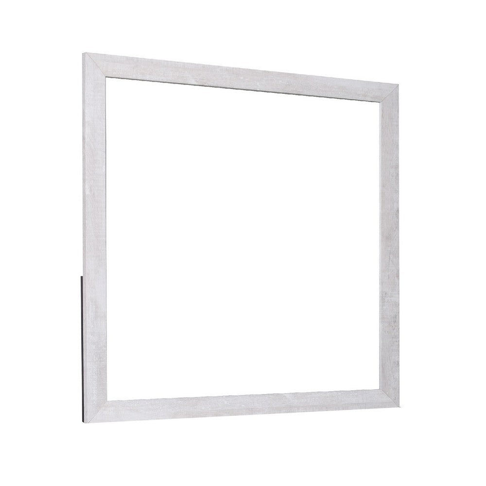 Benjara Bisca Dresser Mirror, 40 Inch Square, Driftwood Gray Decorative Laminate