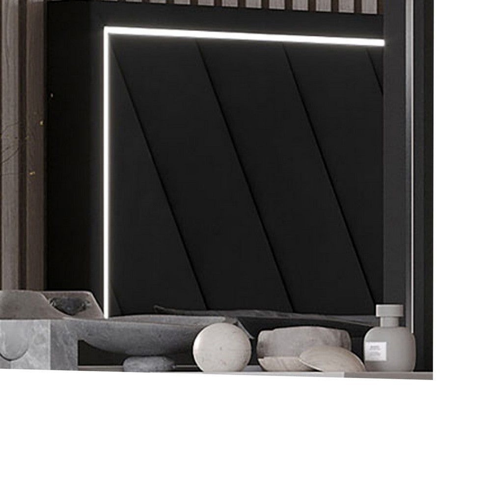 Benjara Zoe Dresser Mirror, 40 Inch Square Black Laminate, Low Distortion
