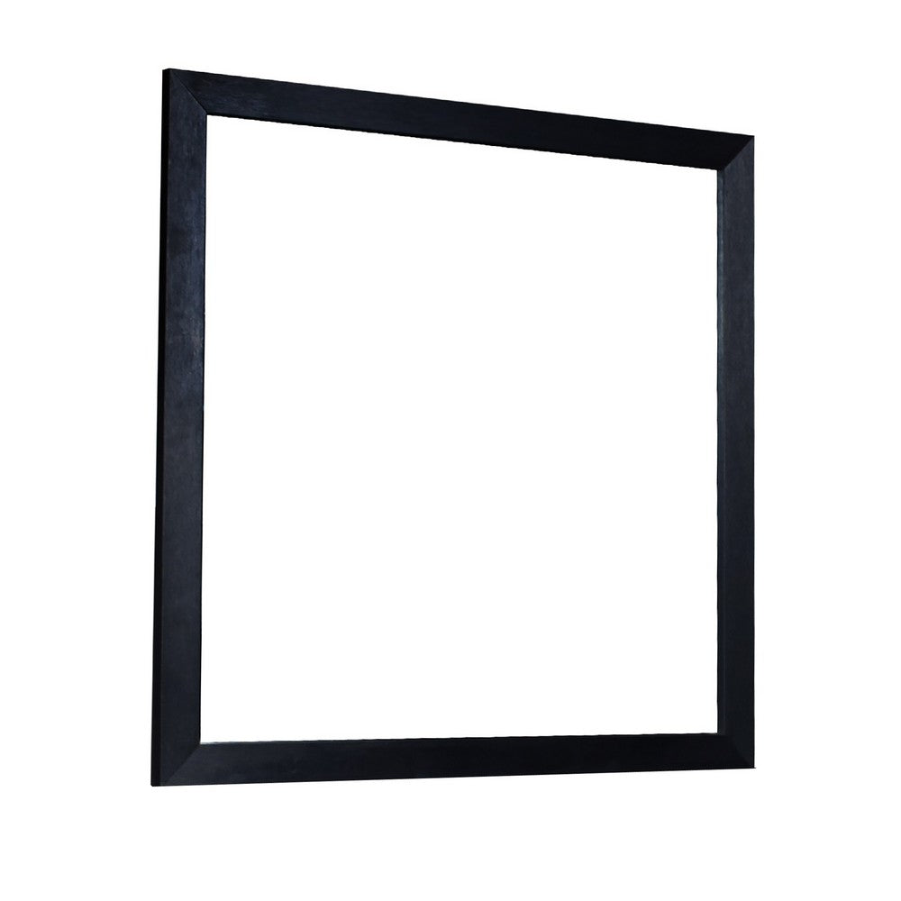 Benjara Theo Dresser Mirror, 40 Inch Square Black Frame, Beveled Low Distortion
