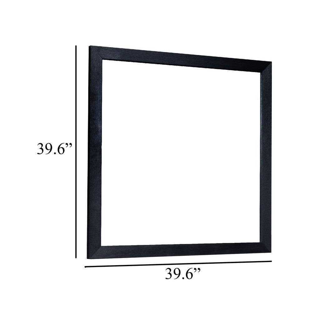 Benjara Theo Dresser Mirror, 40 Inch Square Black Frame, Beveled Low Distortion