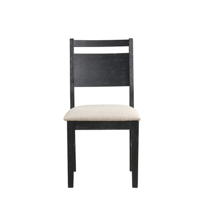 Benjara Saby Dining Side Chair Set of 2, White Padded Seat, Black Frame