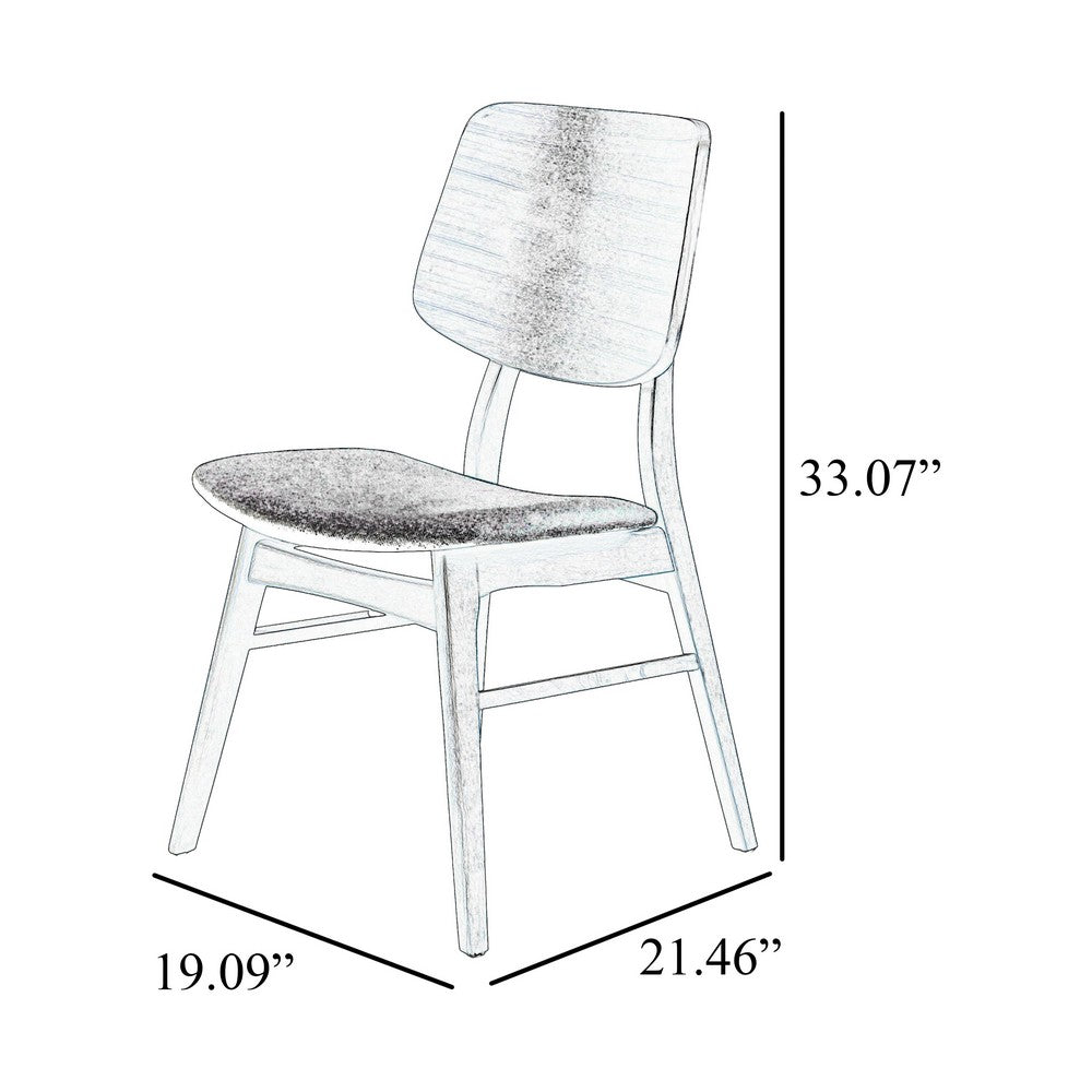 Benjara Scar Dining Side Chair Set of 2, Dark Gray Seat, Walnut Brown Wood