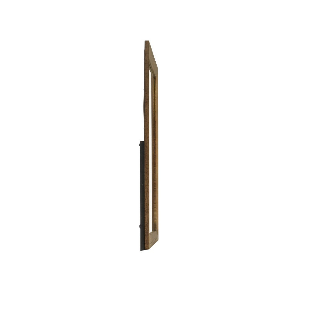 Benjara Lary Dresser Mirror, 45 Inch Rectangular Frame, Walnut Brown Okume Veneer