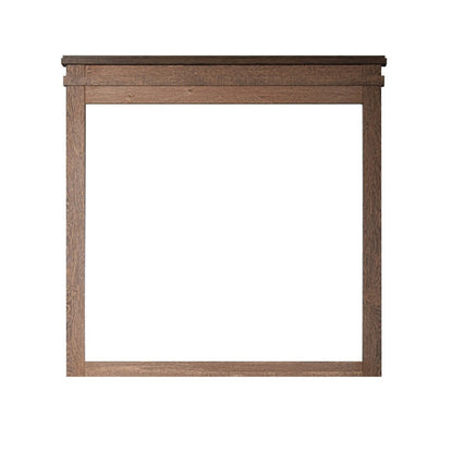 Benjara Covy Dresser Mirror, 40 Inch Square Frame, Low Distortion, Natural Brown