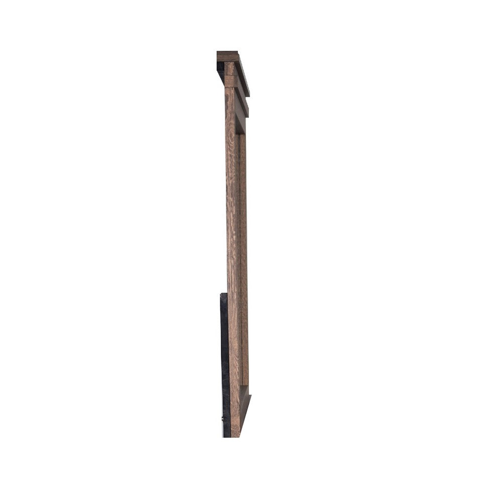Benjara Covy Dresser Mirror, 40 Inch Square Frame, Low Distortion, Natural Brown