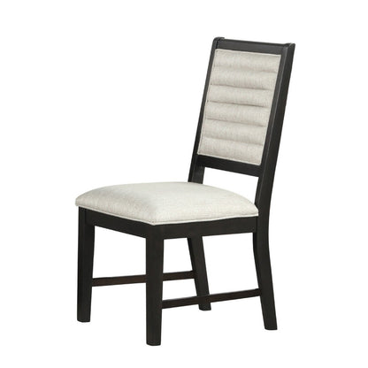 Benjara Pex Dining Side Chair Set of 2, Channel Tufted Back, Espresso Brown
